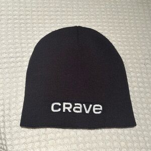 CRAVE Men’s All Blk Beanie W/White CRAVE Letters ~Designed & Decorated In Canada